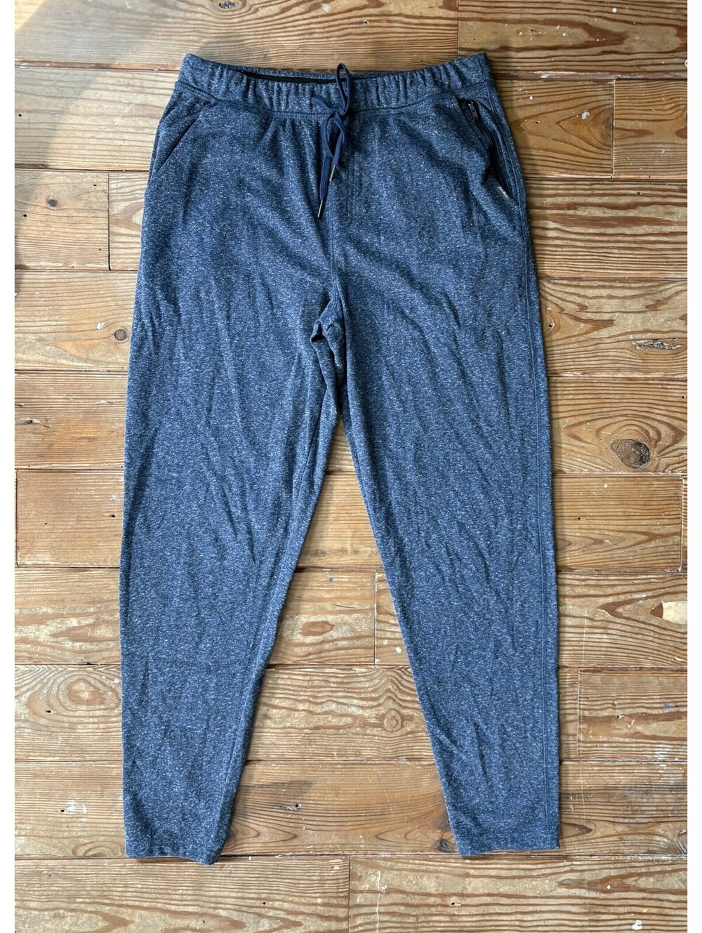 Eddie Bauer Lounge Men's M Heather Navy Jogger Sweatpants Zip Pockets